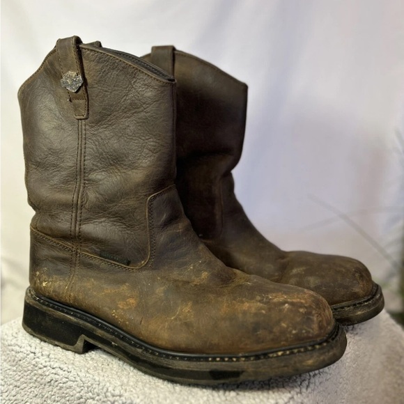 Men’s Brown Leather Boots waterproof motorcycle western boot 11.5 - Picture 1 of 3